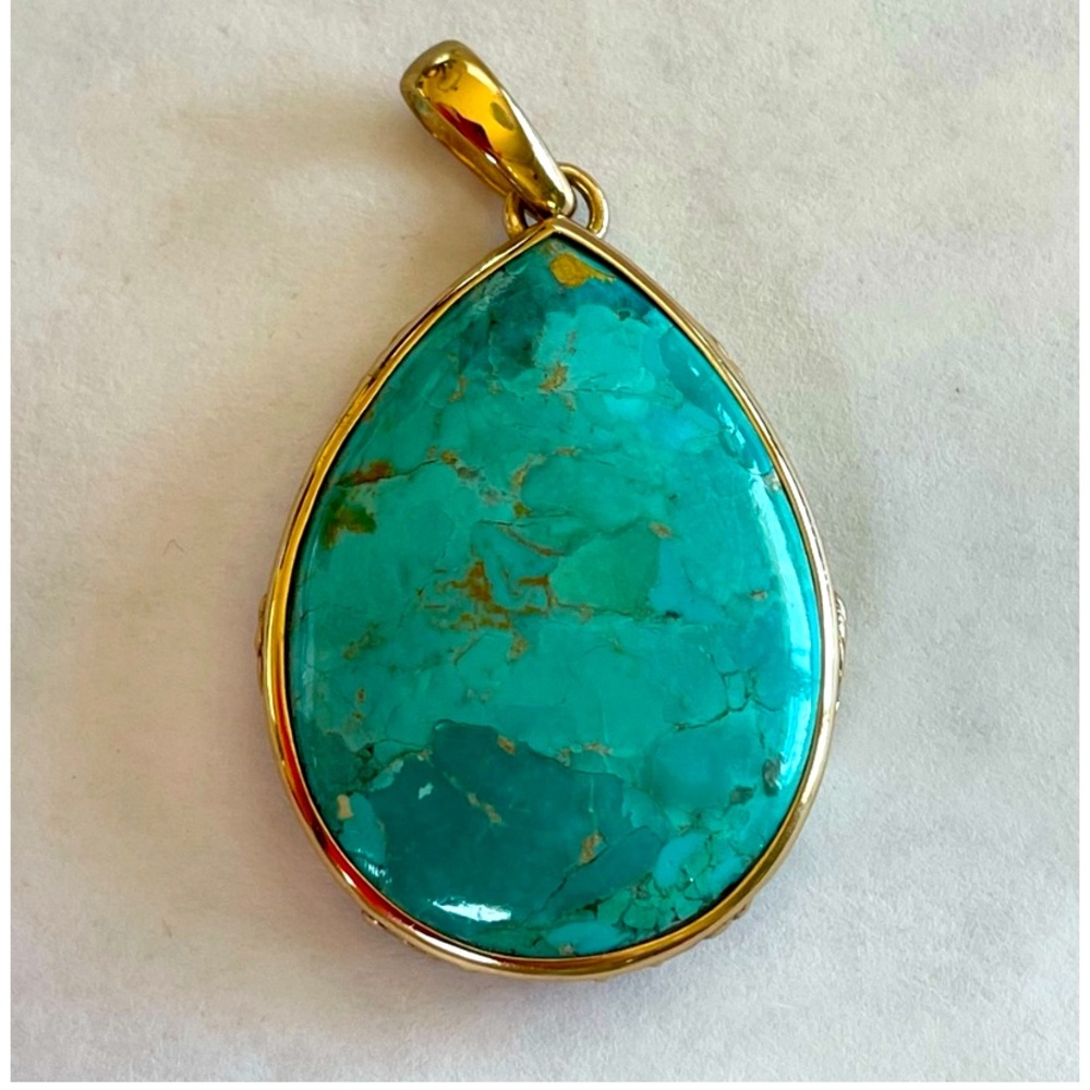 Studio BARSE Turquoise Brass Pendant